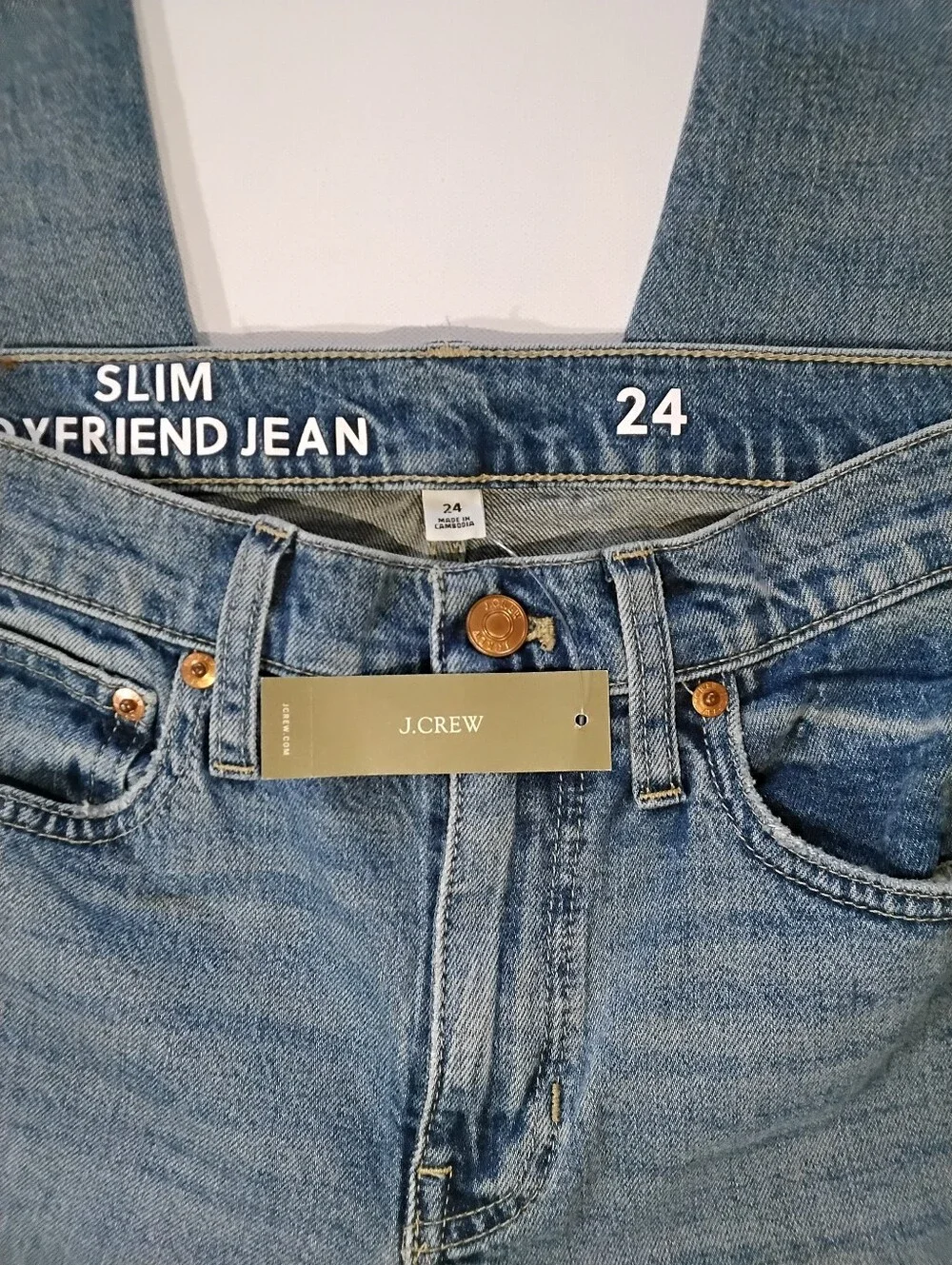 NWT J. Crew Slim Boyfriend Jeans Womens Size 24 Light Wash